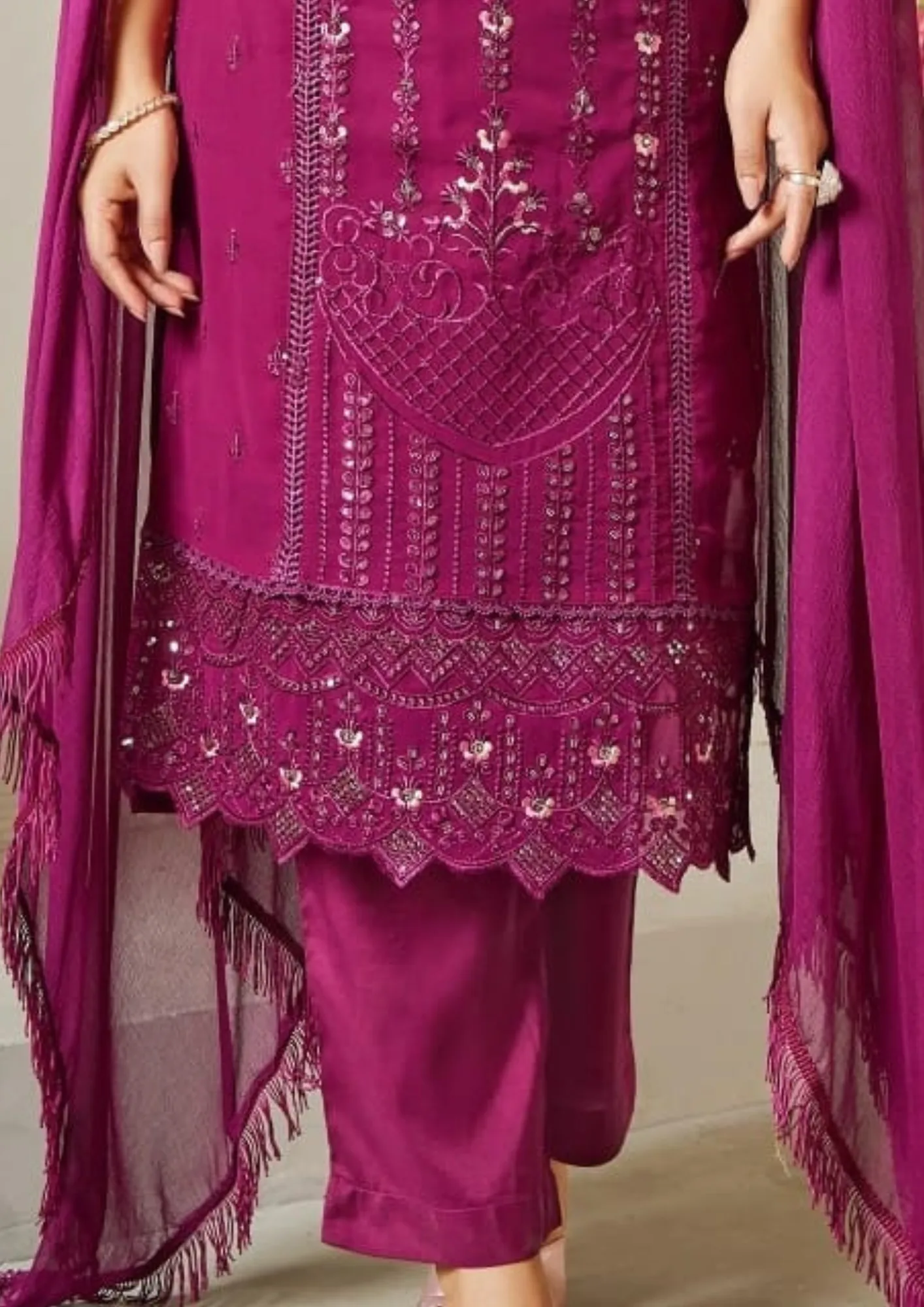 Heavenly Purple Color Heavy Georgette With Karachi Work Salwar Suits