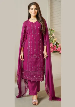 Heavenly Purple Color Heavy Georgette With Karachi Work Salwar Suits