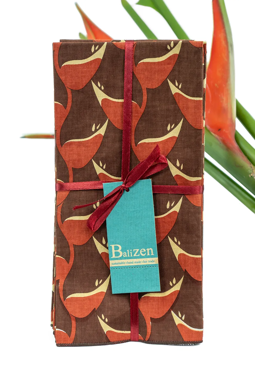 Heliconia Red Brown Napkins set of 4