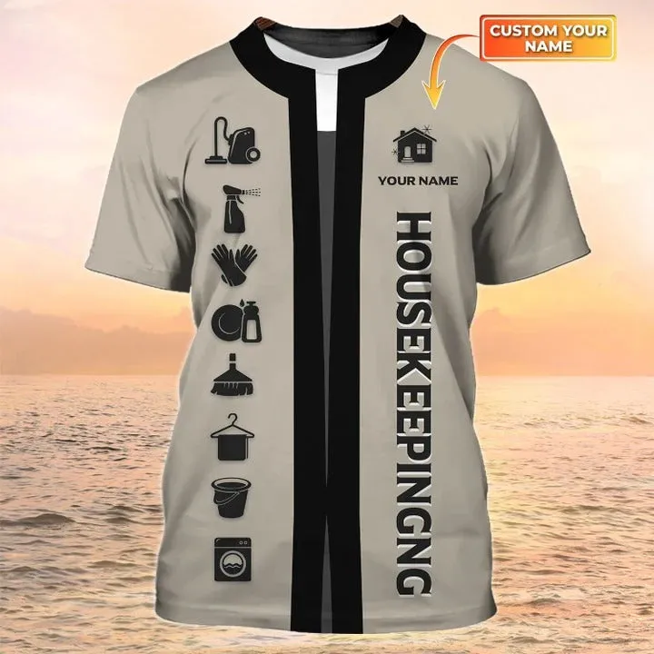 Housekeeping 3D All Over Printed T shirts Cleaning Company Shirts Housekeeping Uniform Shirts