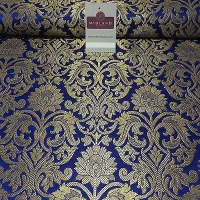 Indian Floral gold metallic banarsi brocade faux silk fabric 44" Wide M692