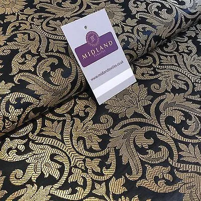 Indian Floral gold metallic banarsi brocade faux silk fabric 44" Wide M692