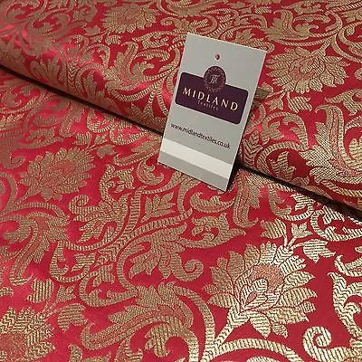 Indian Floral gold metallic banarsi brocade faux silk fabric 44" Wide M692