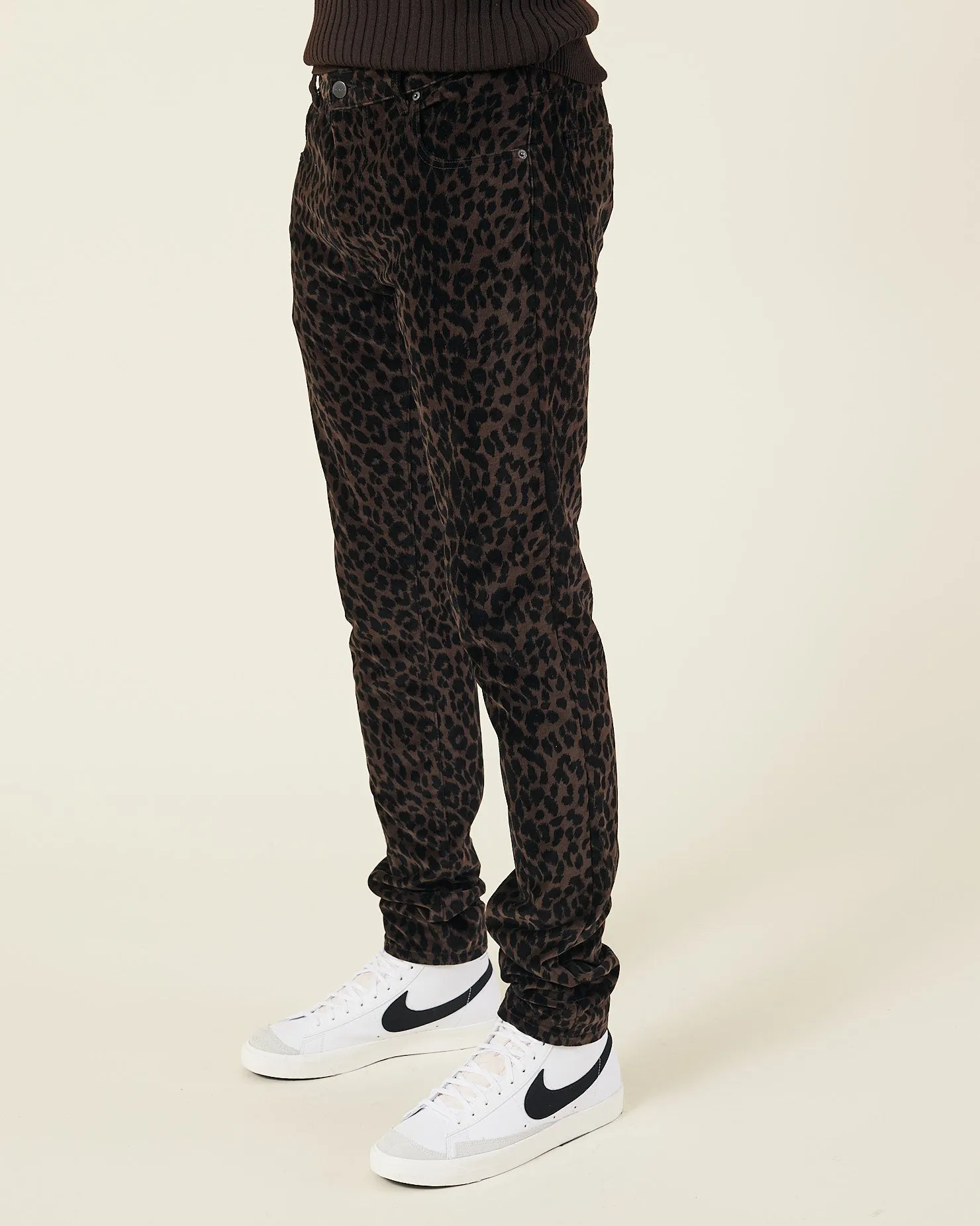 LEOPARD PRINT SKINNY VELVET JEANS