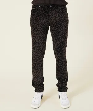 LEOPARD PRINT SKINNY VELVET JEANS