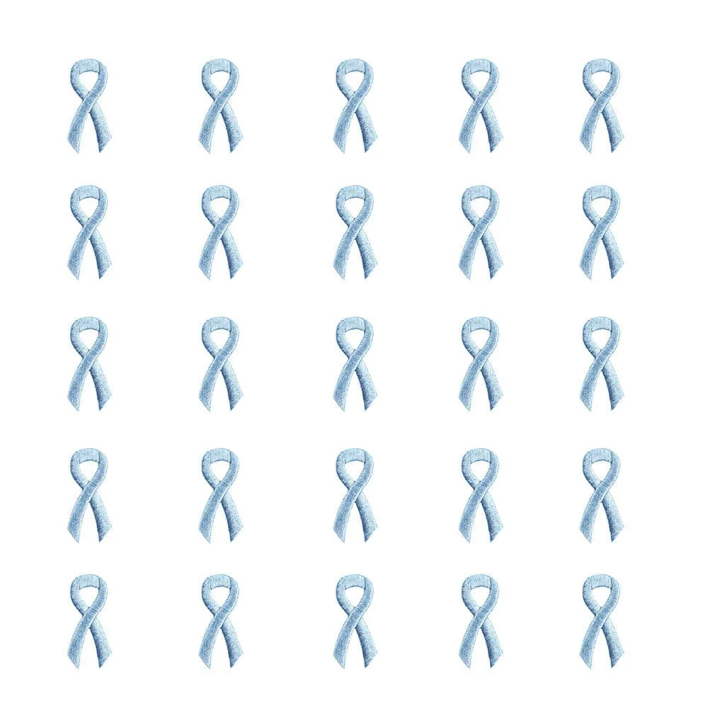 Light Blue Ribbon Embroidered Stick-ons - 25-pack