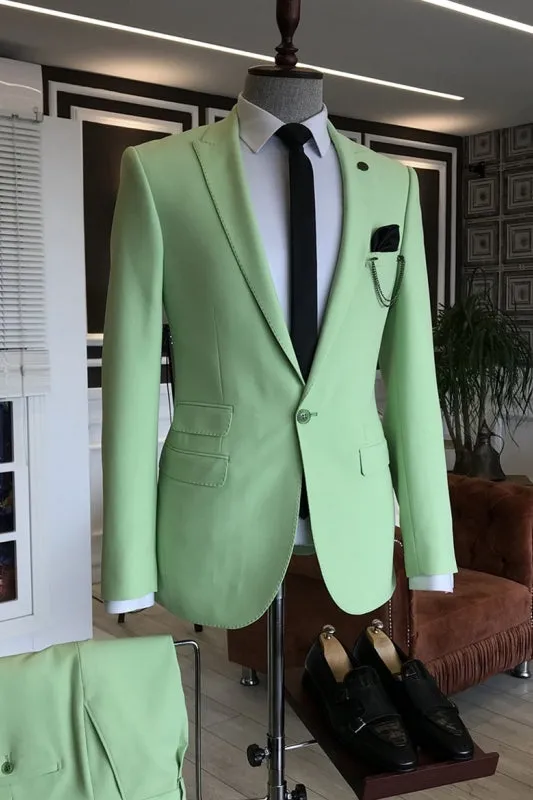 Light Green Peaked Lapel Two Pieces Prom Suits Business Suit