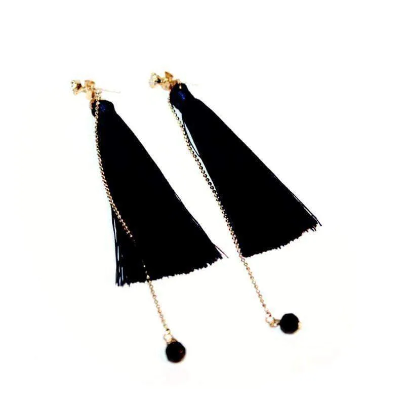 Long Tassel Dangle Earrings Zircon Dual-use Earrings