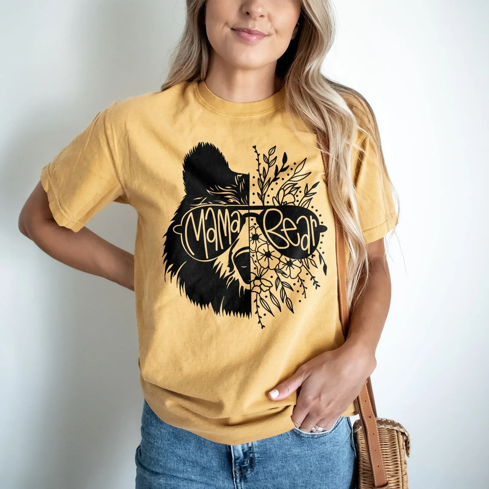 Mama Bear and Flowers Tee Shirts For Women - Christian Shirts for Women - Religious Tee Shirts