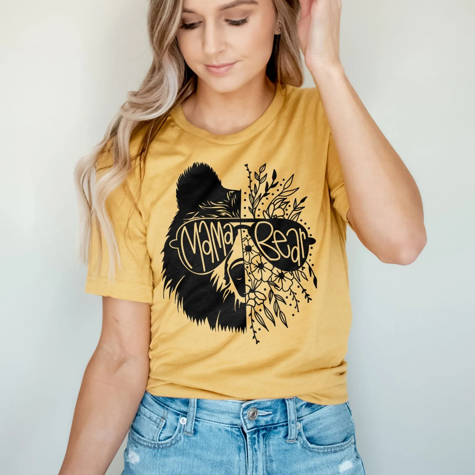 Mama Bear and Flowers Tee Shirts For Women - Christian Shirts for Women - Religious Tee Shirts