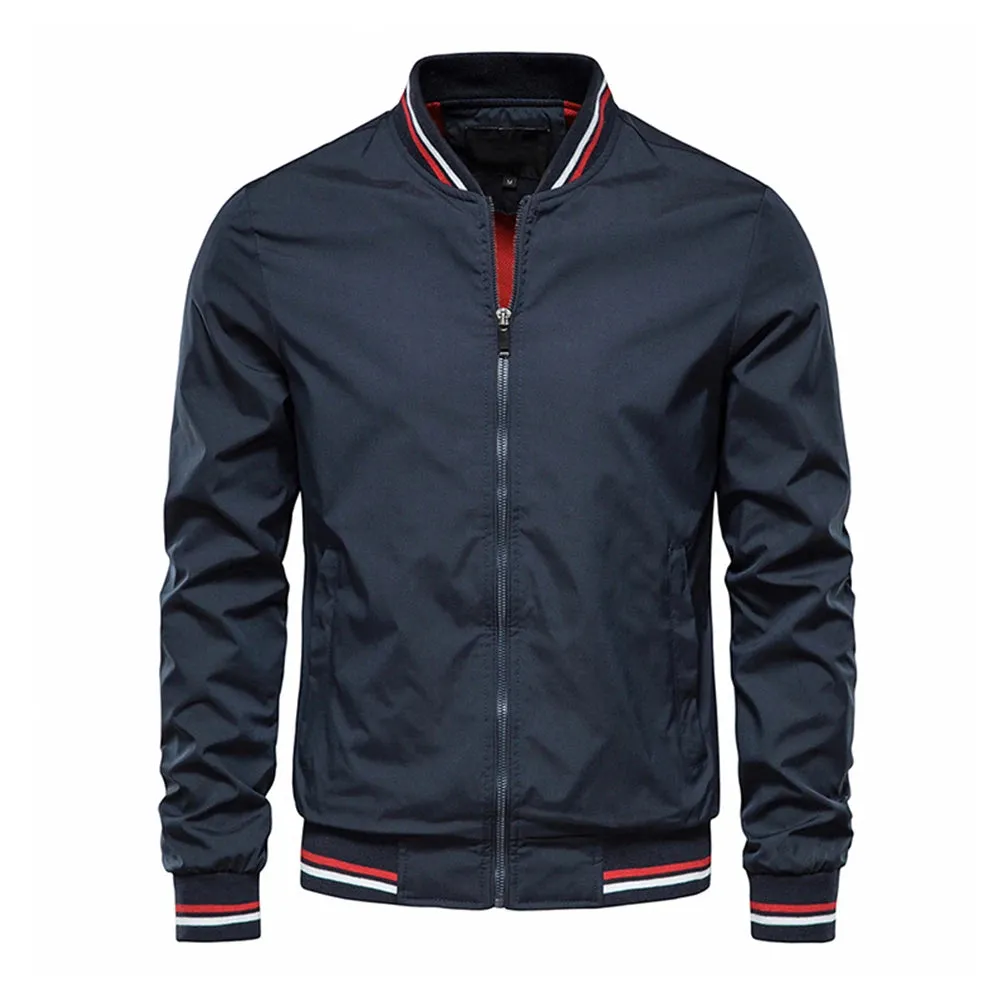 MC - Slim Fit Bomber Jacket: Casual black jacket, perfect for spring, summer, and autumn fashion