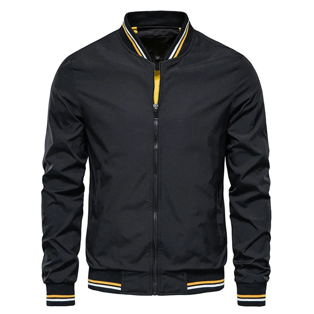 MC - Slim Fit Bomber Jacket: Casual black jacket, perfect for spring, summer, and autumn fashion