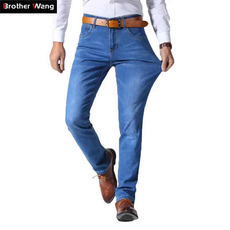 Men's Classic Style Brand Jeans Business Casual Stretch Slim Denim Pants