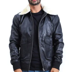 Mens Flight Aviator Bomber Leather Jacket