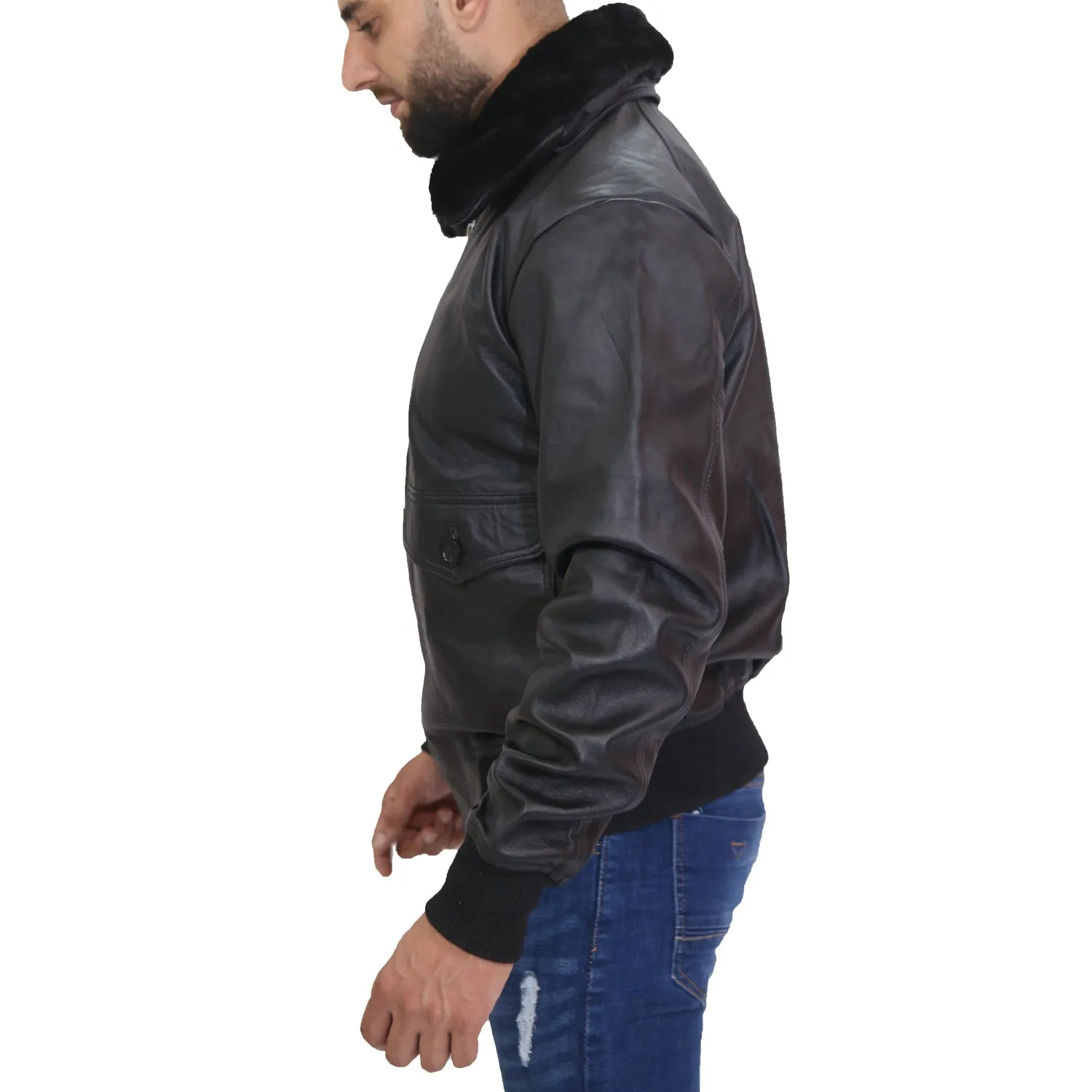 Men's G1 Navy Black Leather Jacket