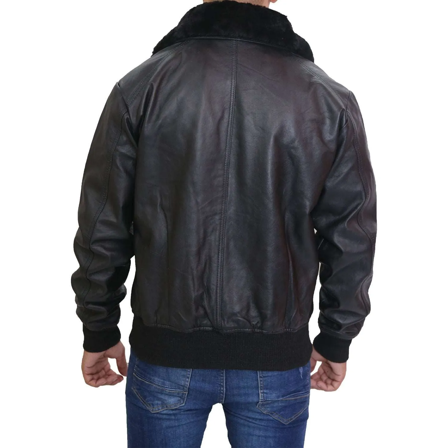 Men's G1 Navy Black Leather Jacket