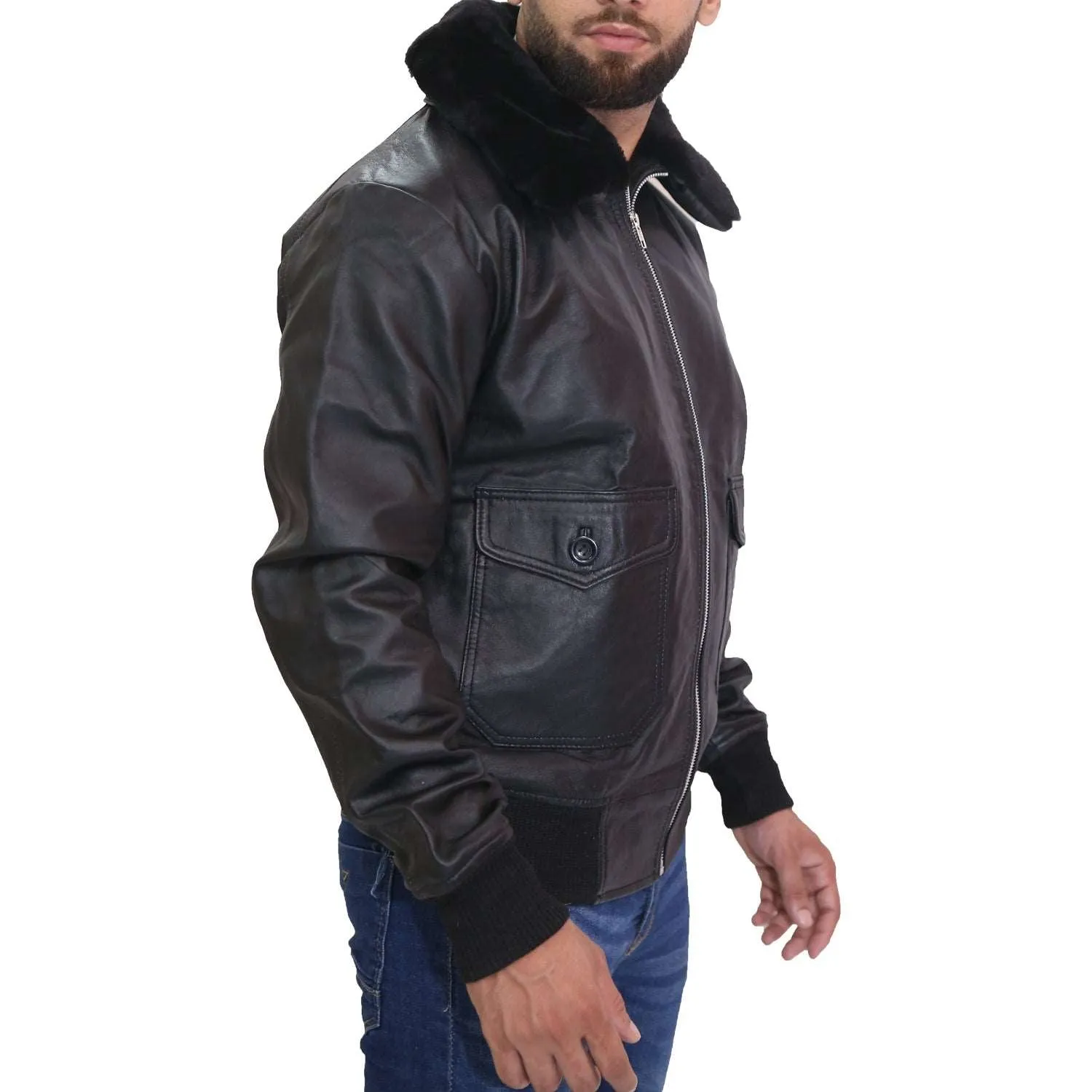 Men's G1 Navy Black Leather Jacket