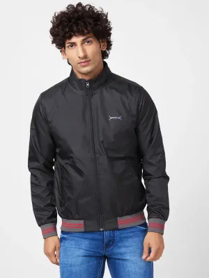 Men'S Shell Jacket With Chest Embroidery & Contrast Rib Detail