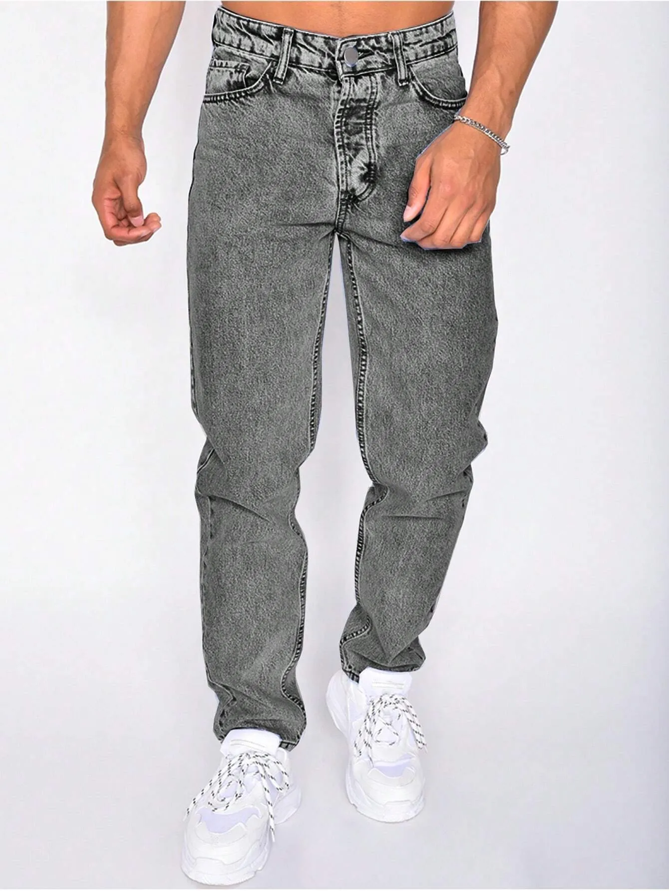 Men's Straight-leg Jeans With Slant Pockets