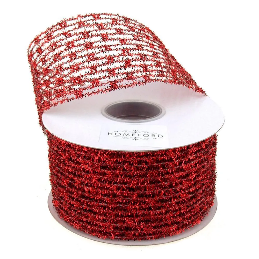 Mesh Net Glitter Ribbon Wired Edge, 2-1/2-inch, 10-yard