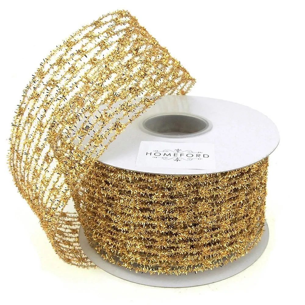 Mesh Net Glitter Ribbon Wired Edge, 2-1/2-inch, 10-yard