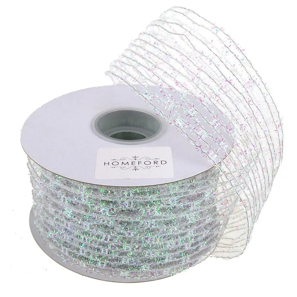 Mesh Net Glitter Ribbon Wired Edge, 2-1/2-inch, 10-yard