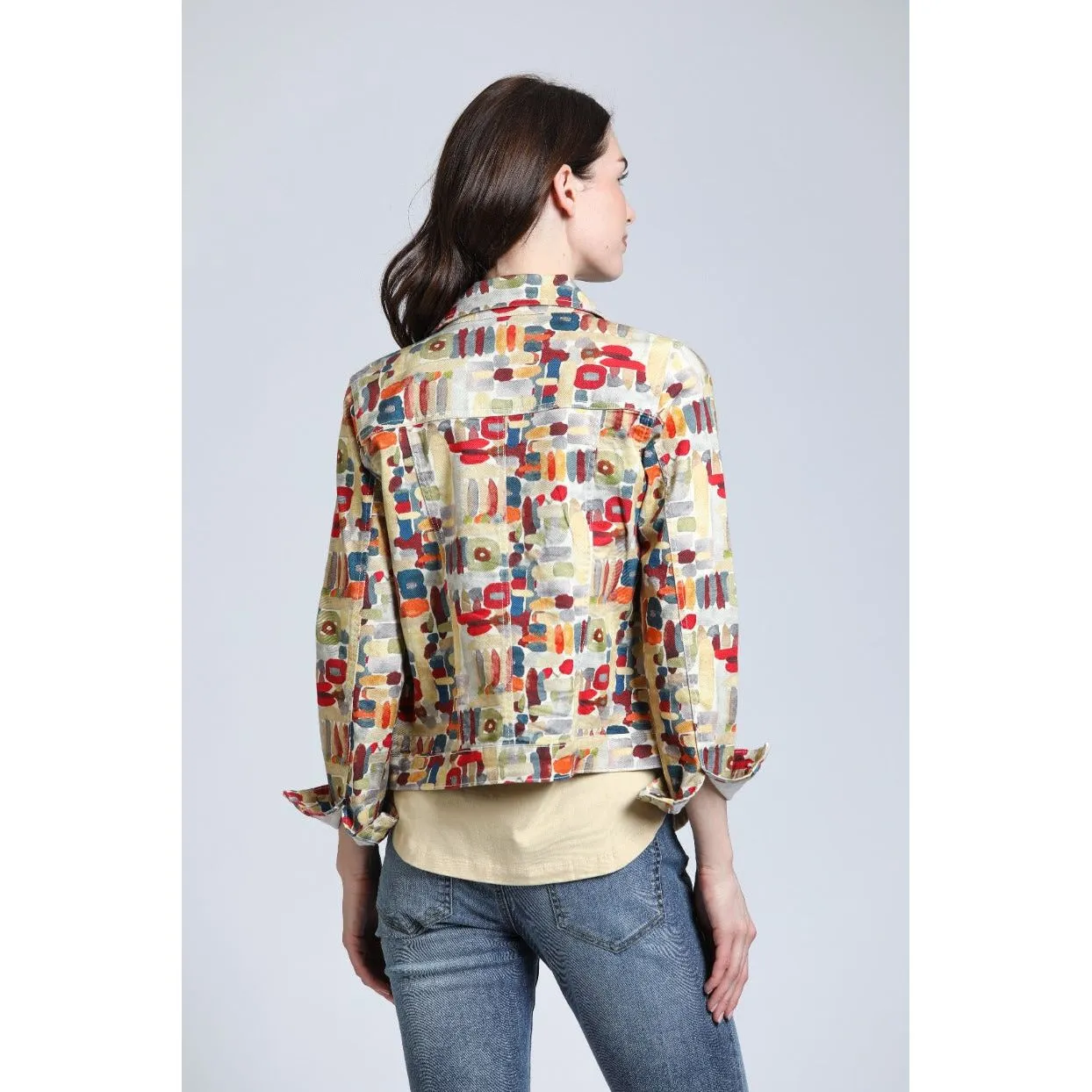 Multi-Color Printed Denim Jacket