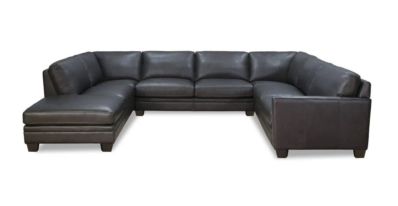 Naples Leather Sectional Collection, Quartz