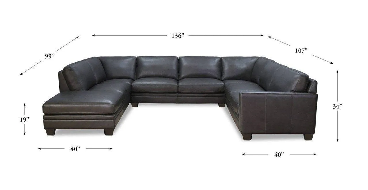 Naples Leather Sectional Collection, Quartz