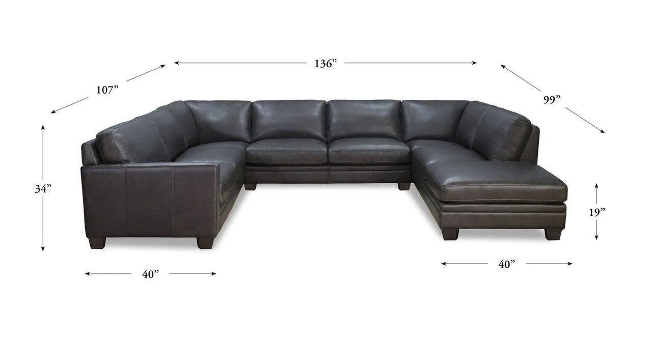 Naples Leather Sectional Collection, Quartz