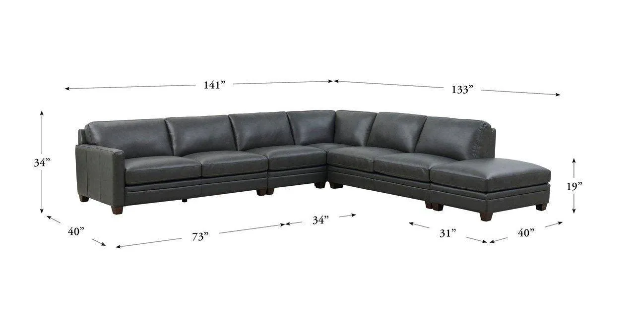 Naples Leather Sectional Collection, Quartz