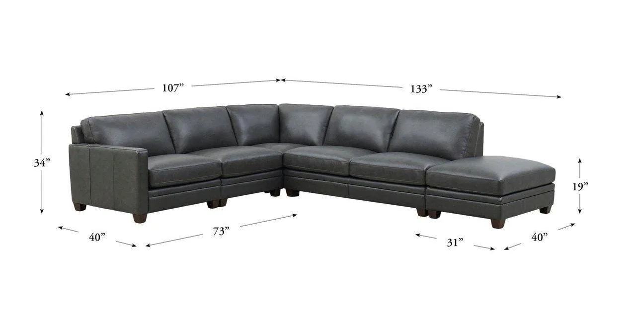 Naples Leather Sectional Collection, Quartz