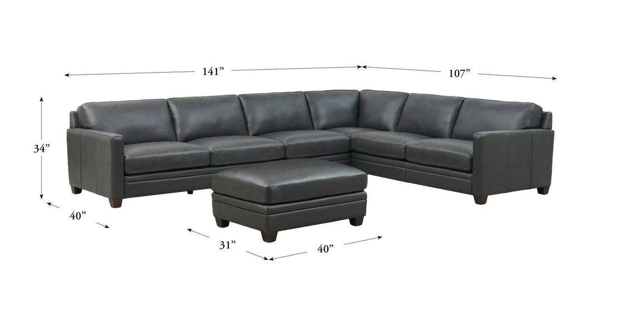 Naples Leather Sectional Collection, Quartz