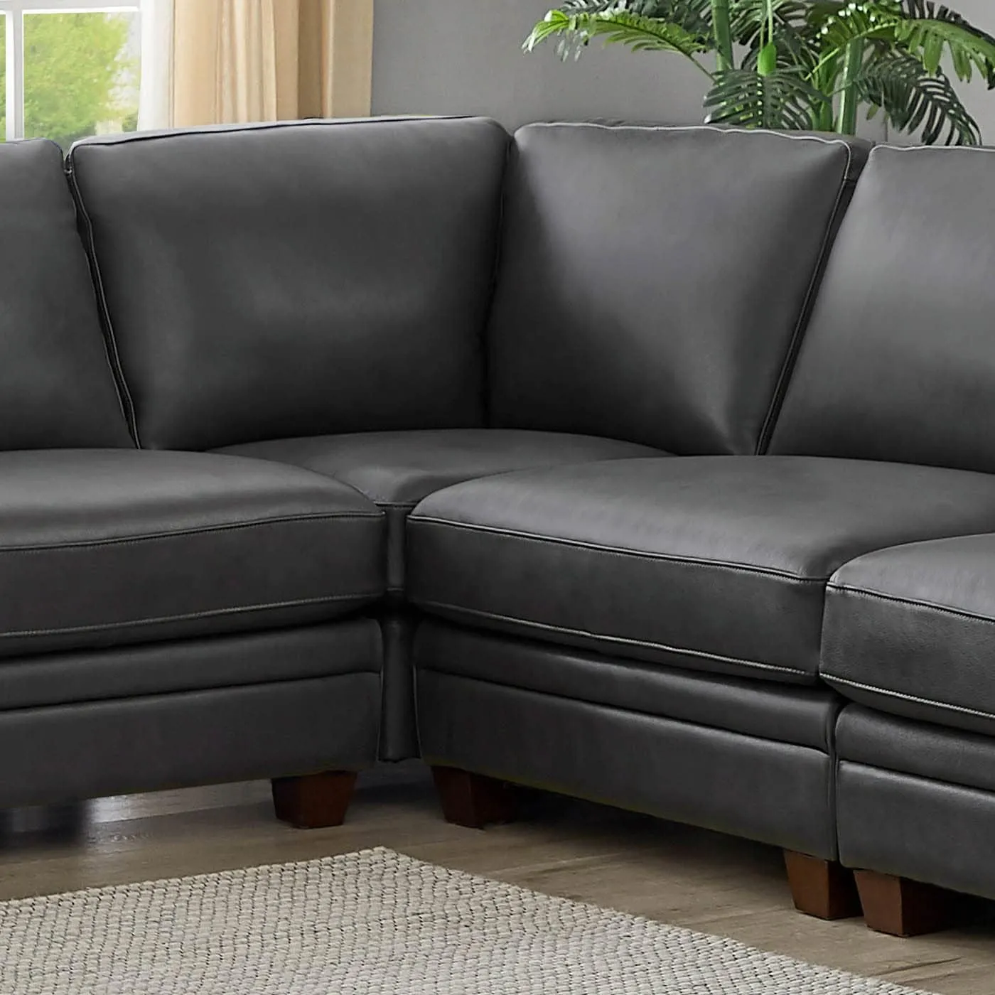 Naples Leather Sectional Collection, Quartz