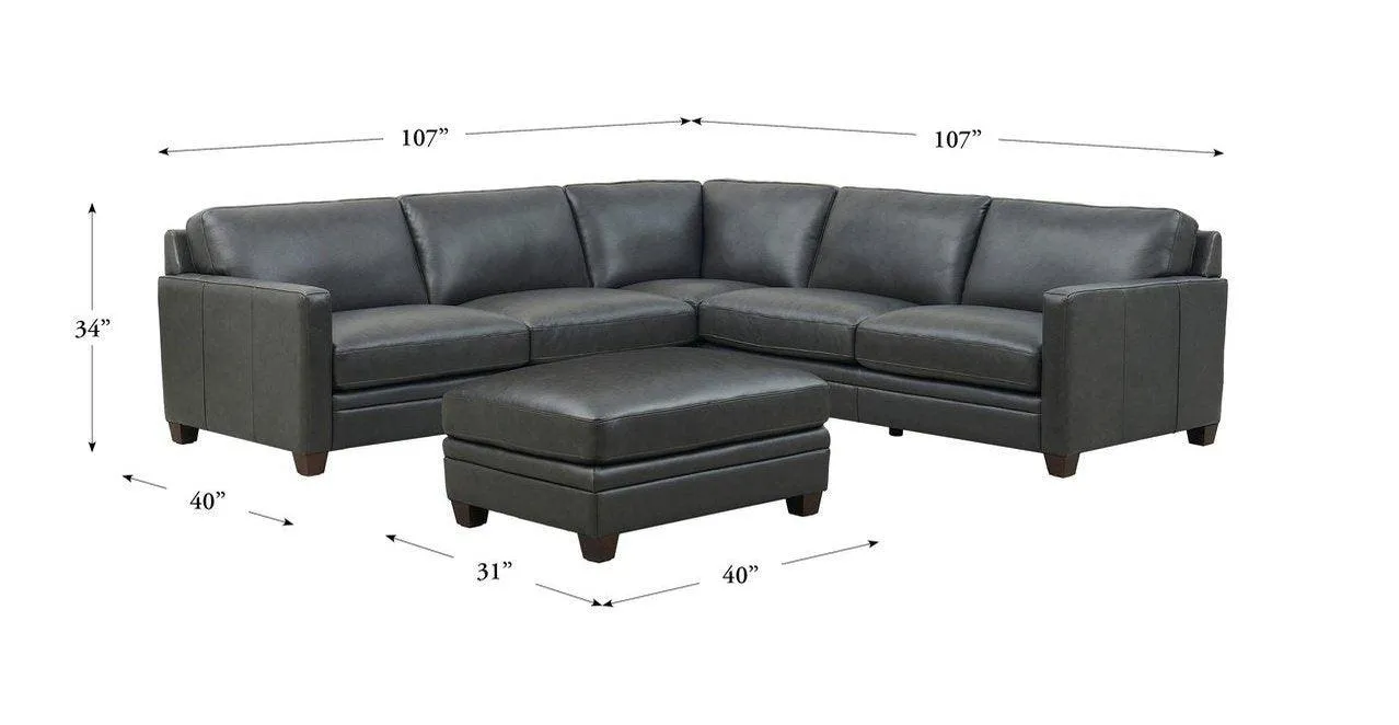 Naples Leather Sectional Collection, Quartz