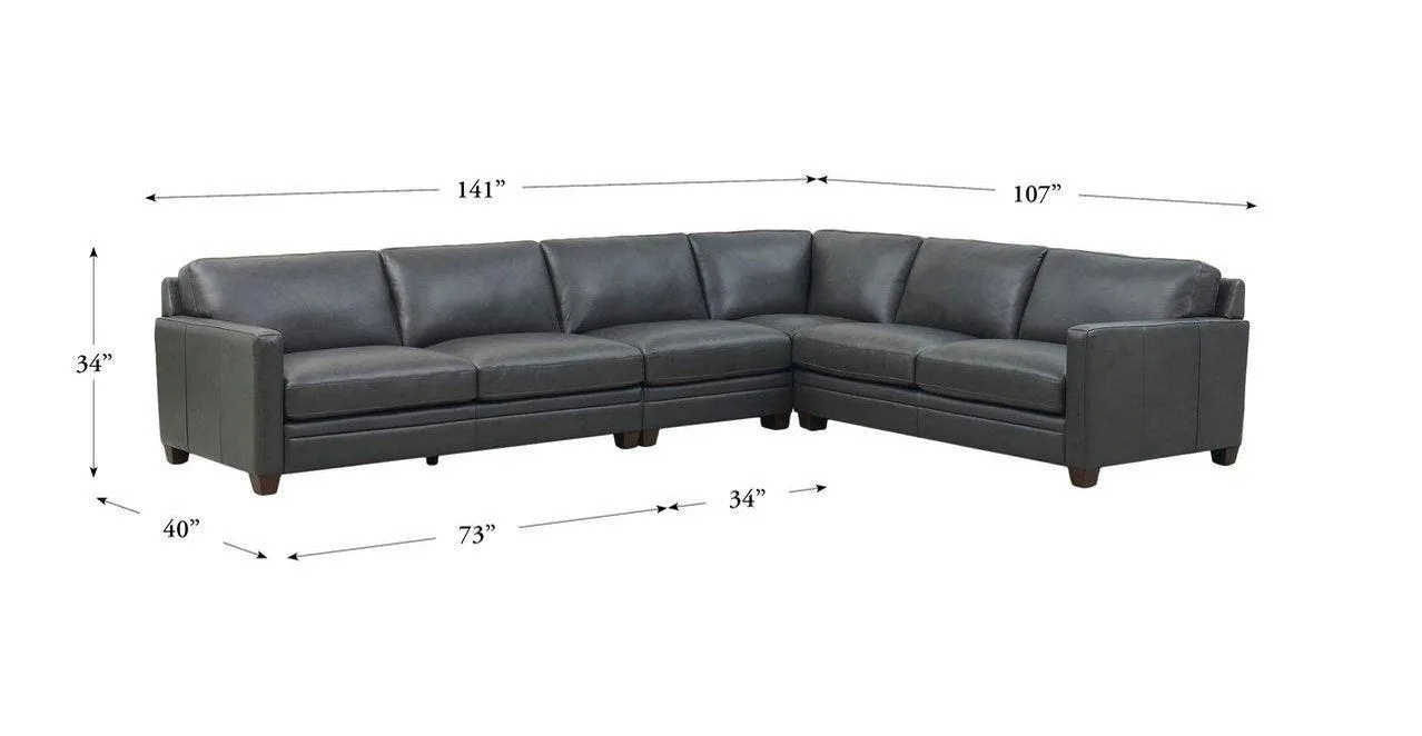 Naples Leather Sectional Collection, Quartz