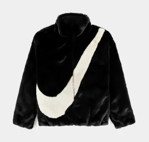 NSW Faux Fur Swoosh Womens Jacket (Black)