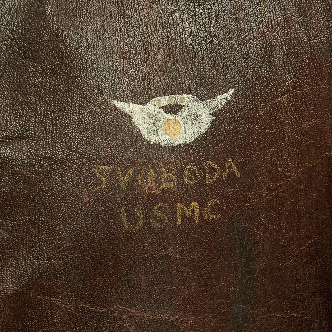 Original U.S. Korean War VMF-N-542 Bateyes Radio Operator Svoboda Painted G-1 Leather Flying Jacket