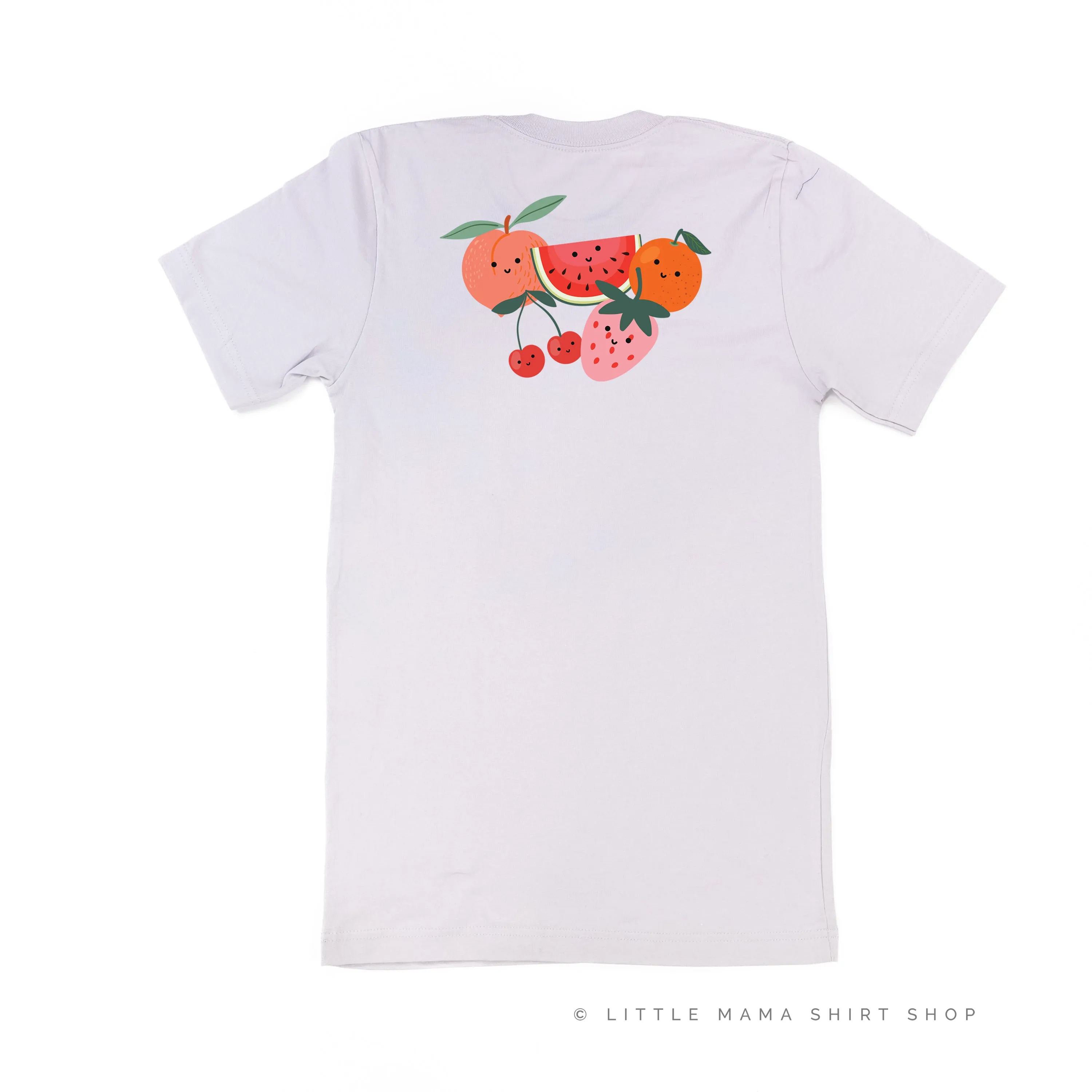 Pocket Fruit (Front) w/ Group of Smiley Fruit (Back) - Unisex Tee