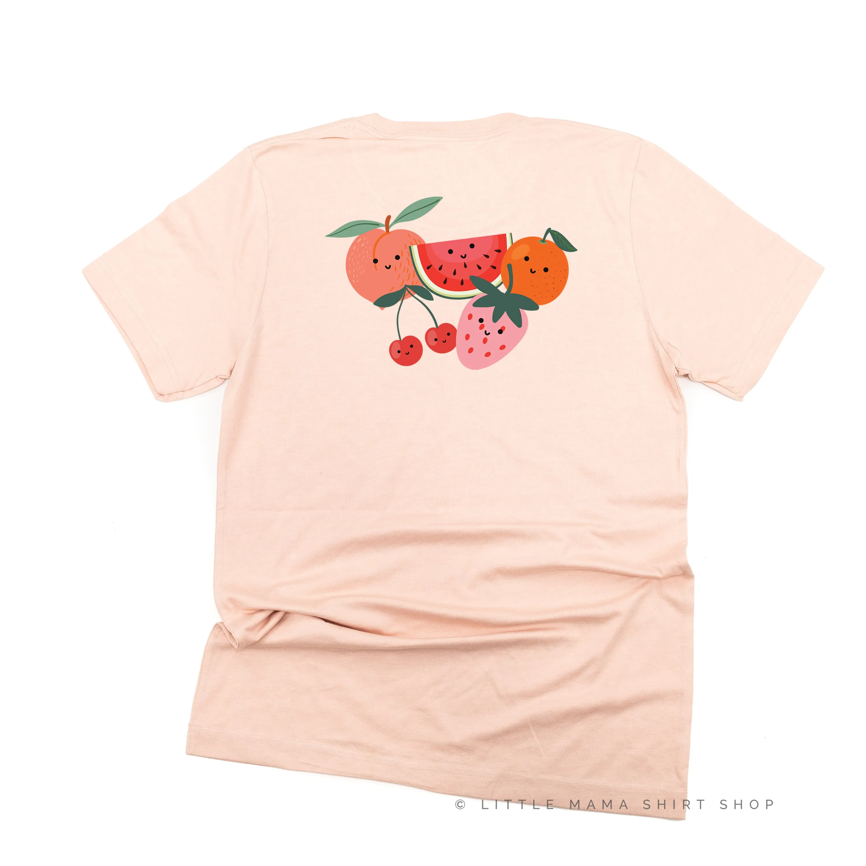 Pocket Fruit (Front) w/ Group of Smiley Fruit (Back) - Unisex Tee