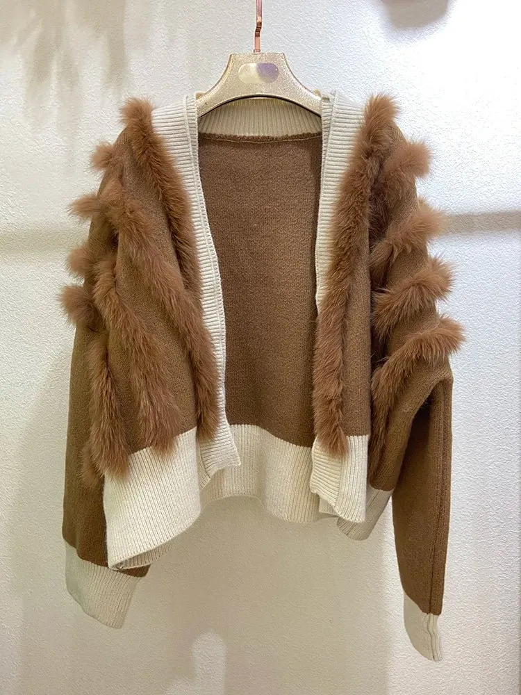 Pre Order:  Genuine Fur Knit Sweater Coat