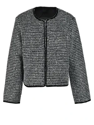 Pre Order:  Tweed Round Neck Loose Jacket