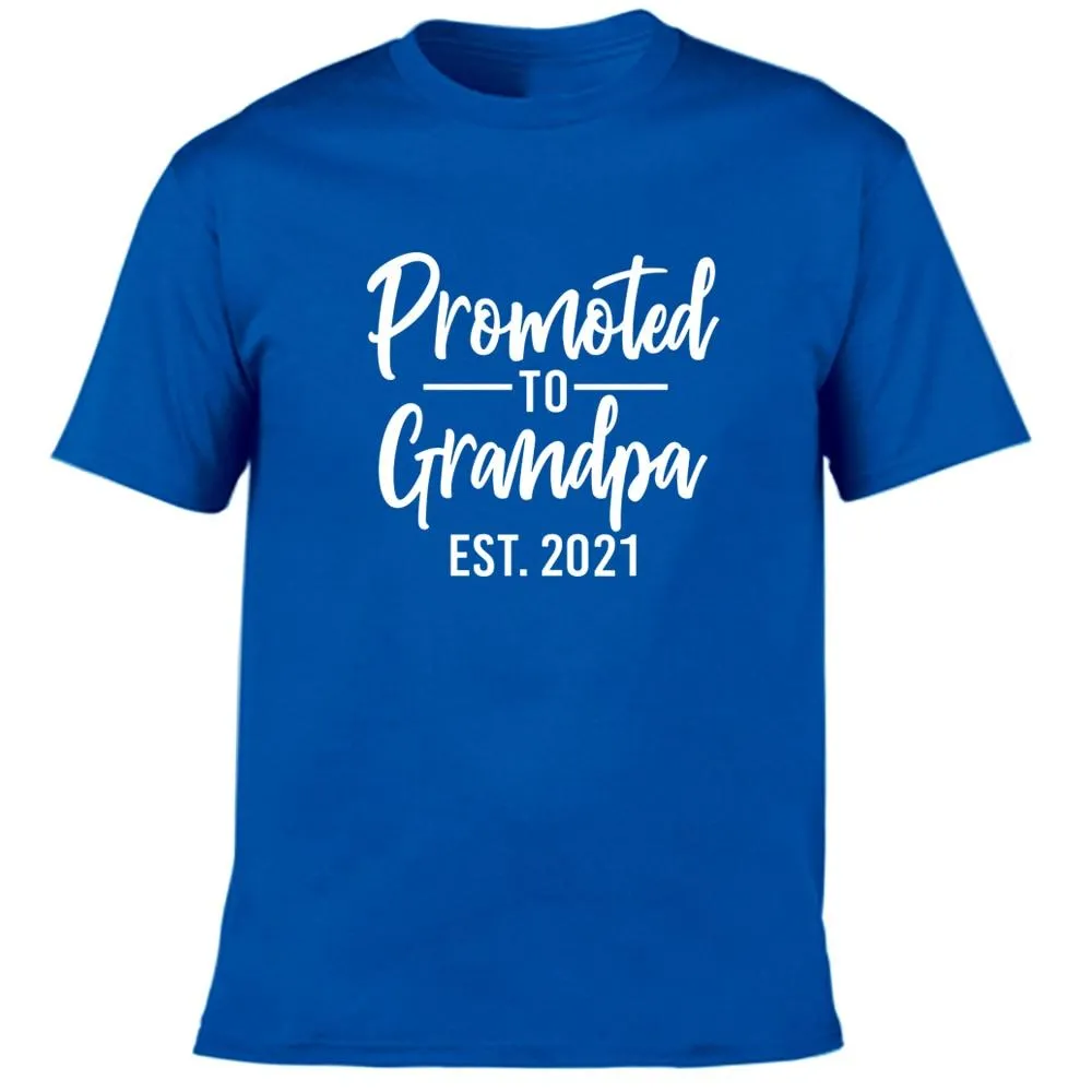 Promoted To Grandpa Est 2021 Men Graphic Short Sleeve T Shirts