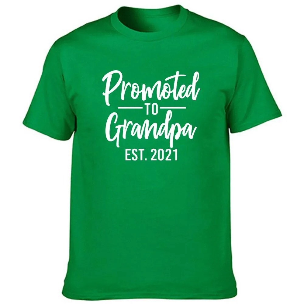 Promoted To Grandpa Est 2021 Men Graphic Short Sleeve T Shirts