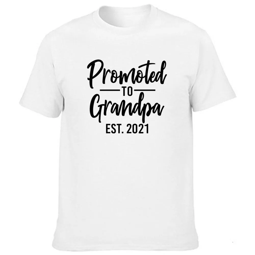 Promoted To Grandpa Est 2021 Men Graphic Short Sleeve T Shirts