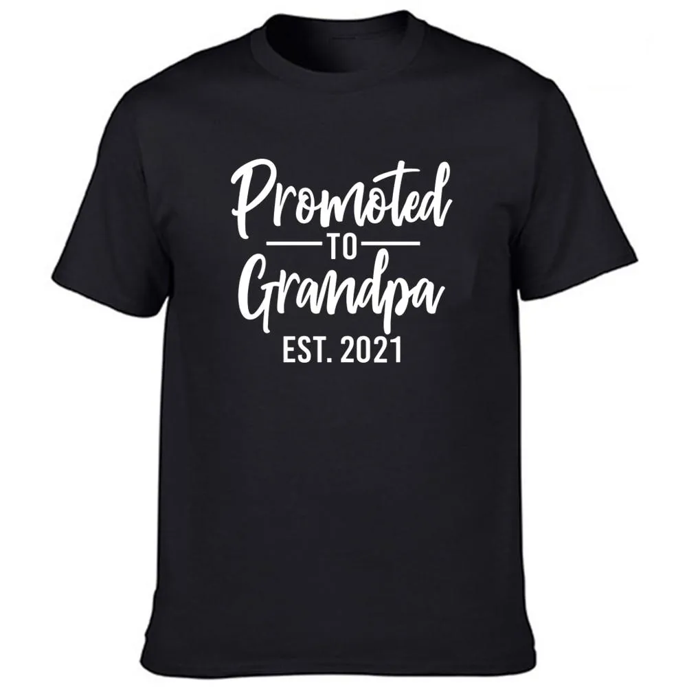 Promoted To Grandpa Est 2021 Men Graphic Short Sleeve T Shirts