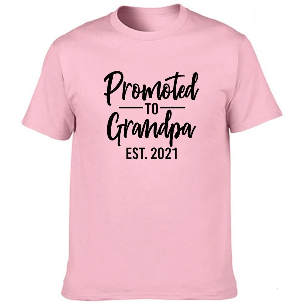 Promoted To Grandpa Est 2021 Men Graphic Short Sleeve T Shirts