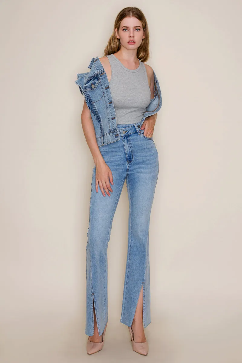 SIDE RUFFLE DENIM VEST