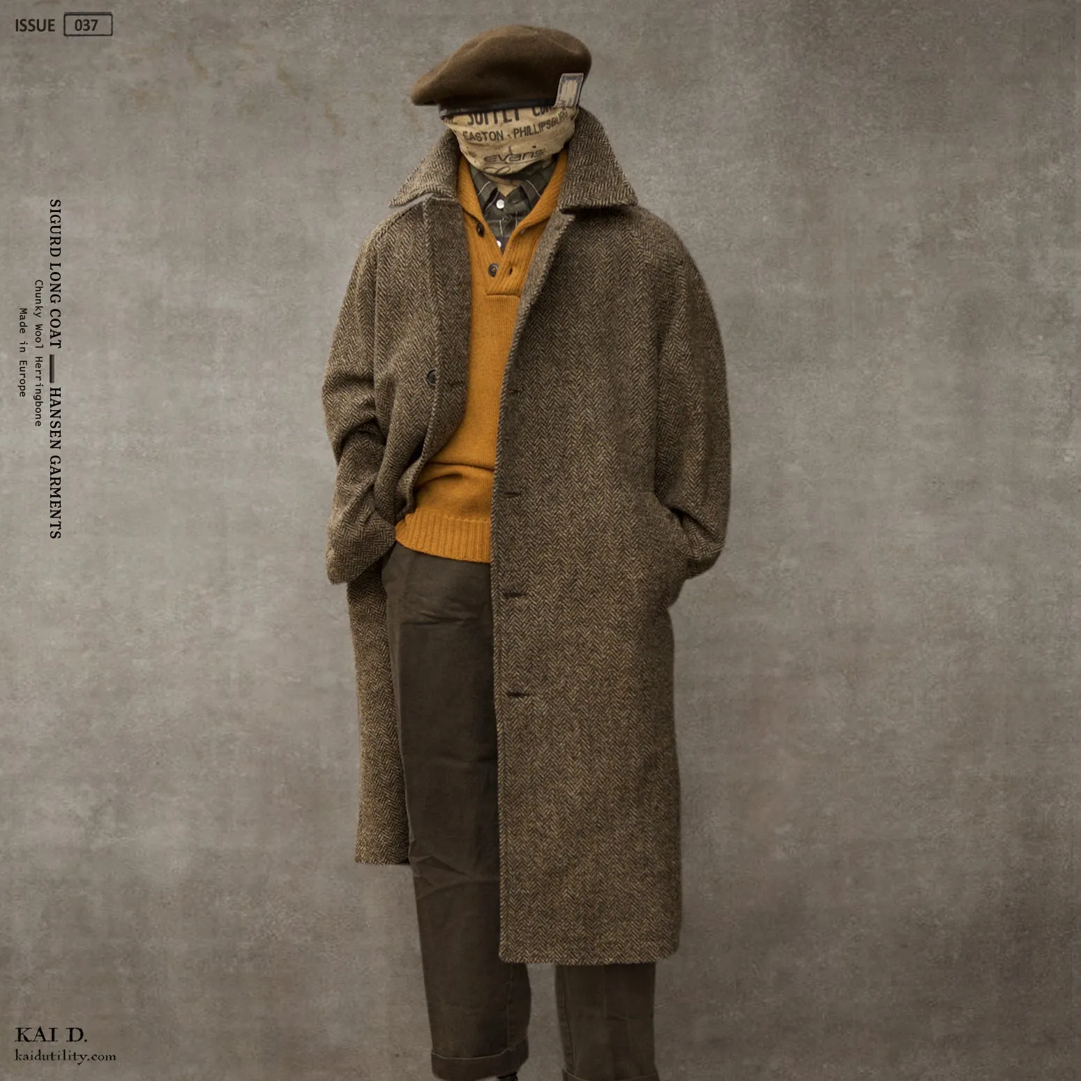 Sigurd Long Coat - Wool Herringbone - S, M (NO RETURN)