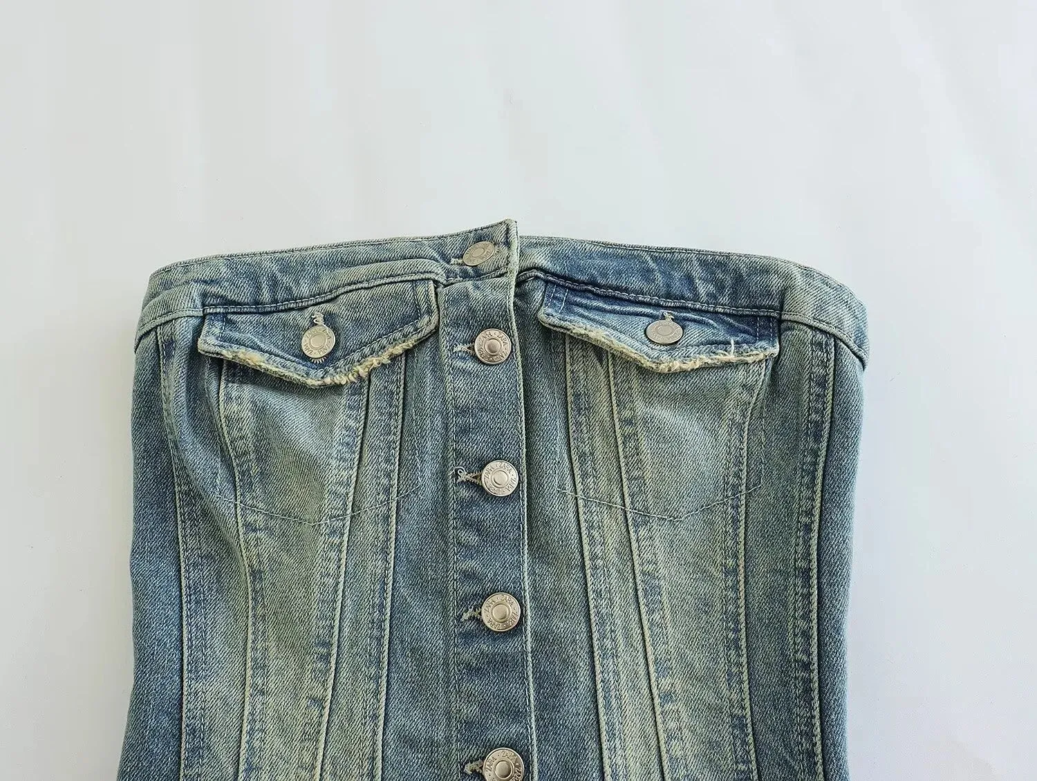 Strapless Denim Top for Women's Streetwear